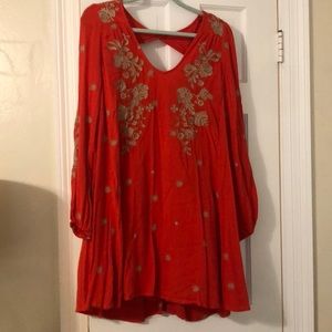Free People long sleeve red dress